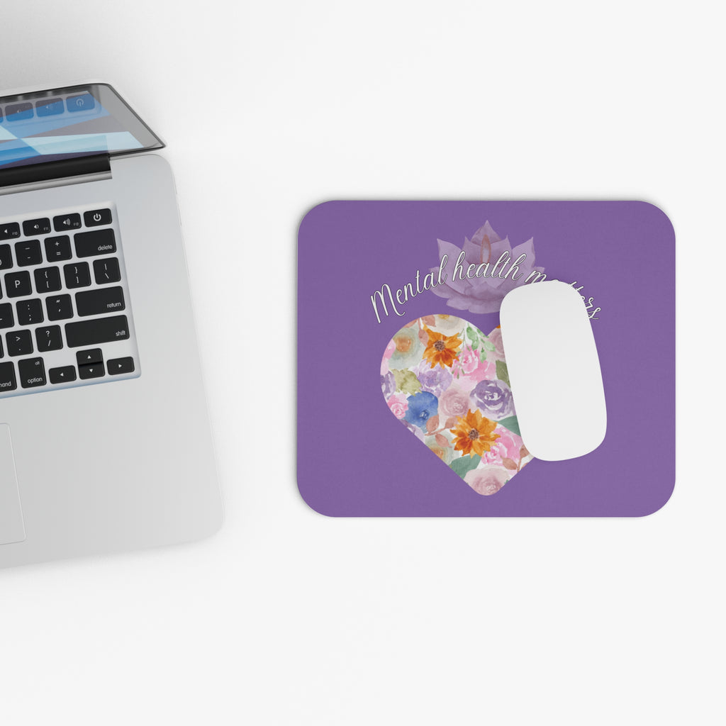 Mental Health Matters Mouse Pad (Rectangle), lilac background - La Vie Bien - anxiety gift - inspirational gift