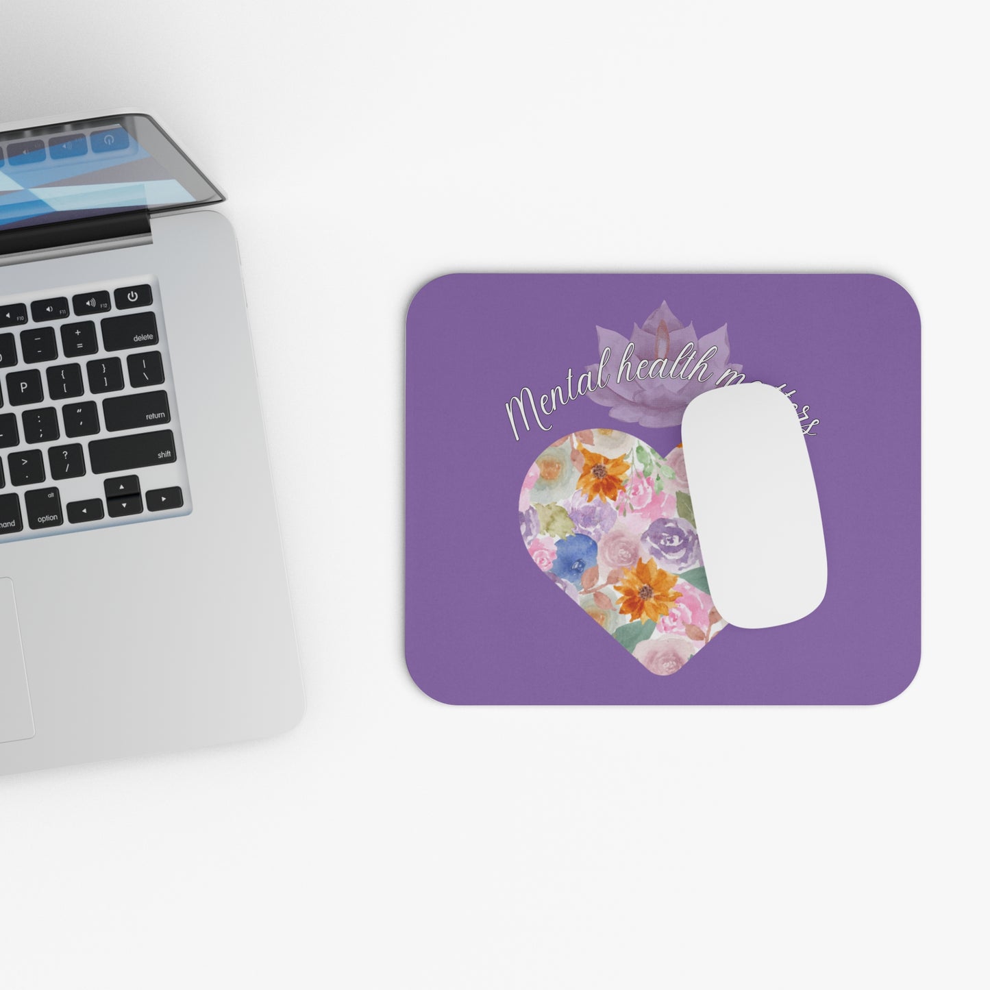 Mental Health Matters Mouse Pad (Rectangle), lilac background