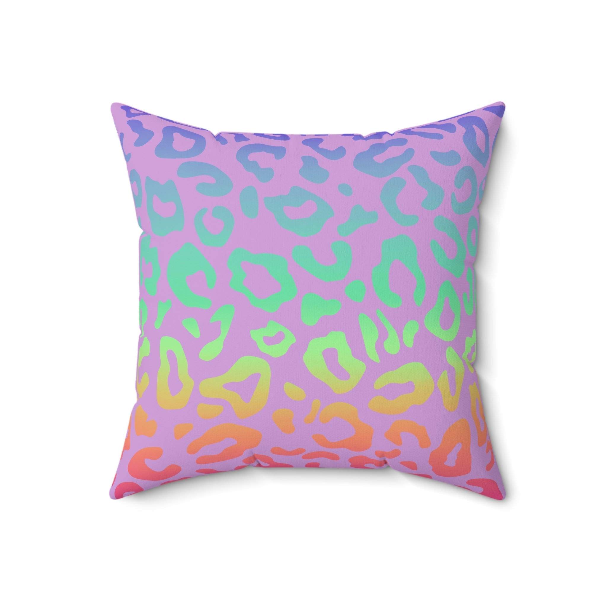 Bespattered Facade Vibrant Leopard Print Faux Suede Square Throw Pillow | 4 Sizes