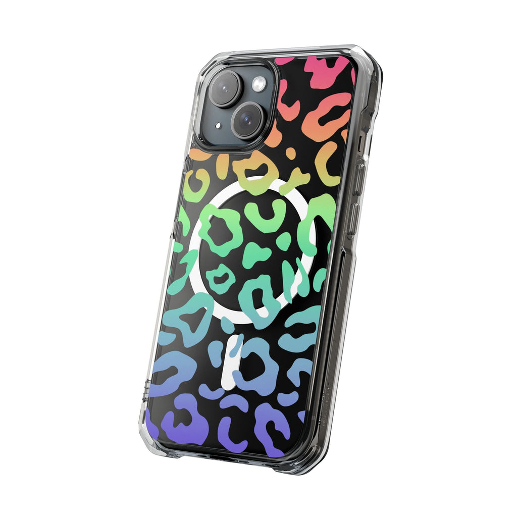 Bespattered Facade Bright Rainbow Leopard MagSafe Clear Impact Case