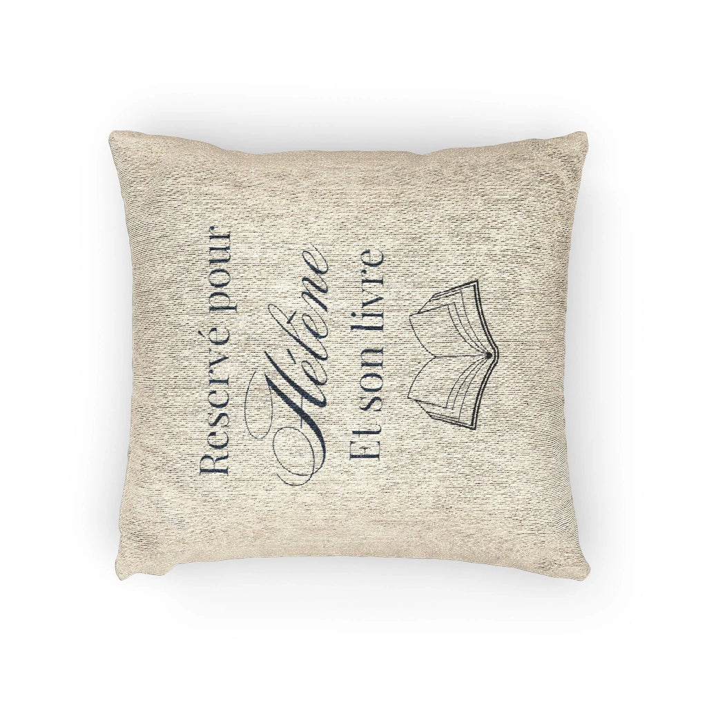 Réservé pour (nom) et son livre Woven Pillow, Book Lover Cross-Stitch Design by Printify