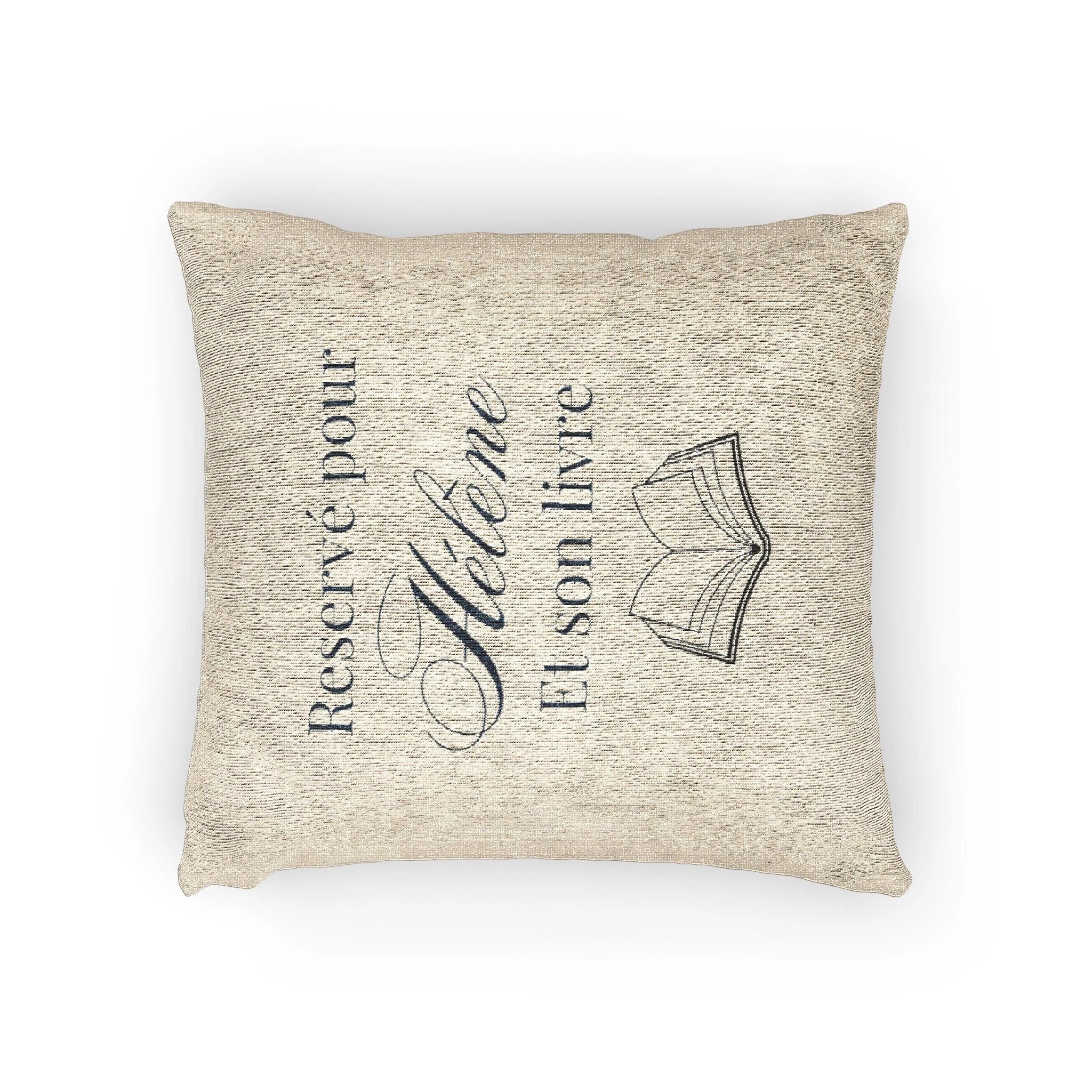 Réservé pour (nom) et son livre Woven Pillow, Book Lover Cross-Stitch Design by Printify