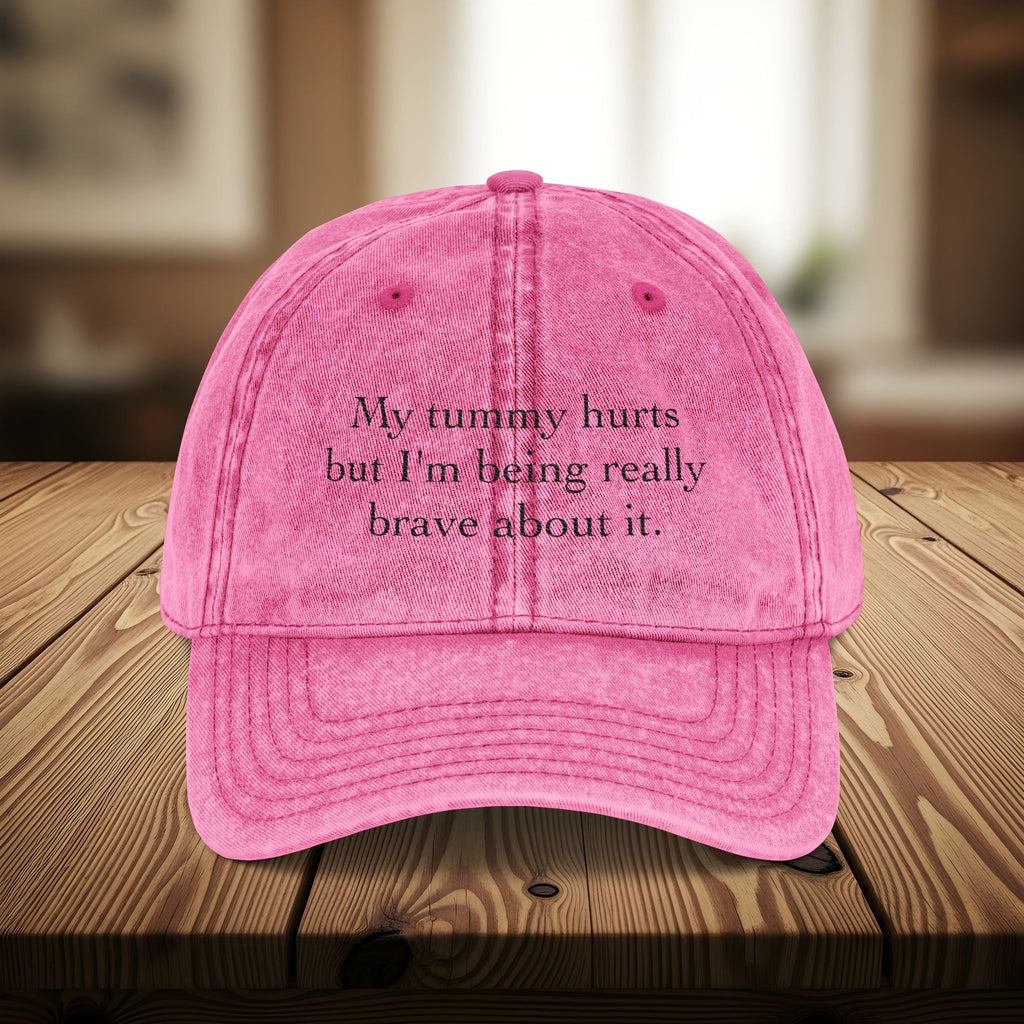 Bespattered Facade "My Tummy Hurts" Black Embroidered Vintage Cap