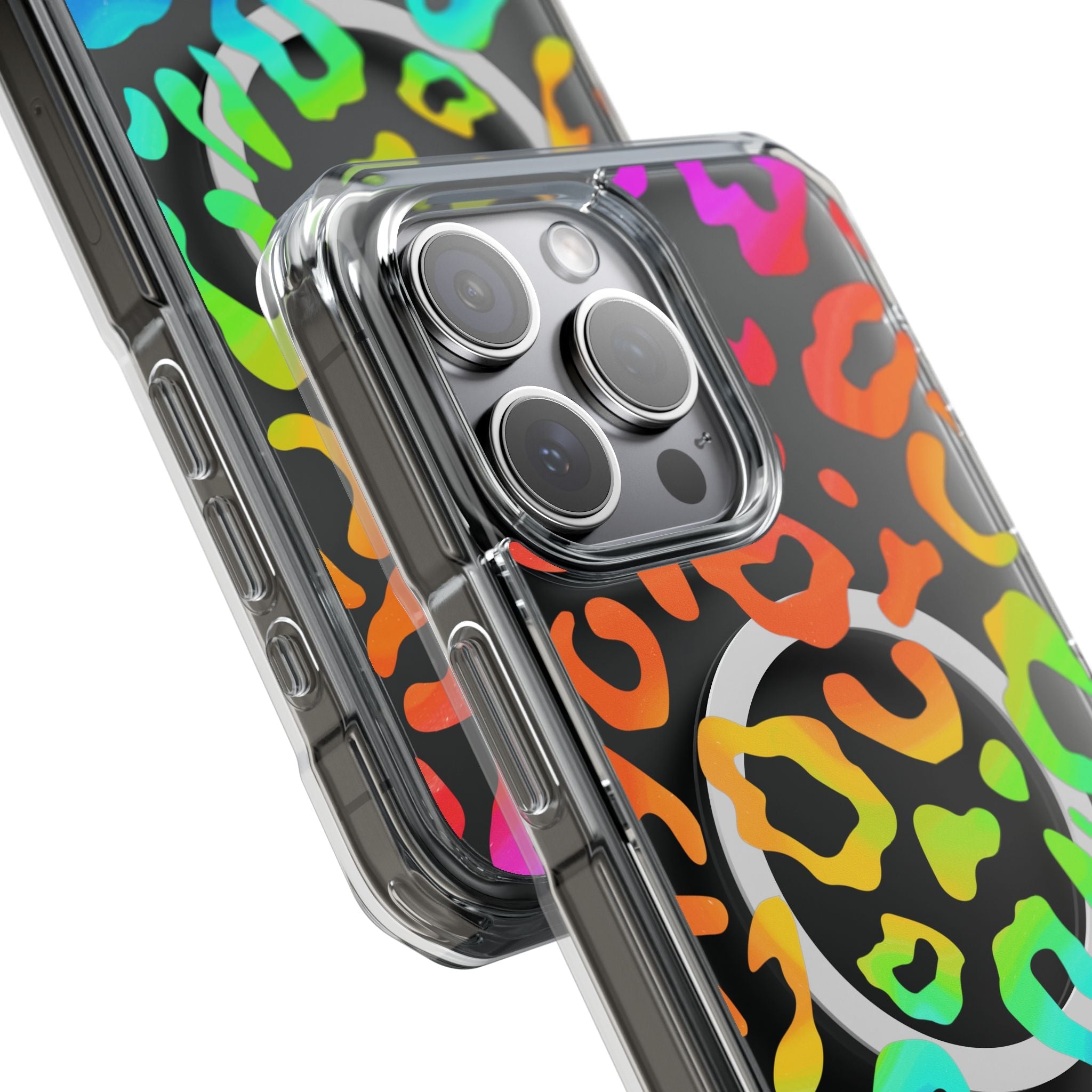 Bespattered Facade Watercolor Rainbow Leopard MagSafe Clear Impact Case