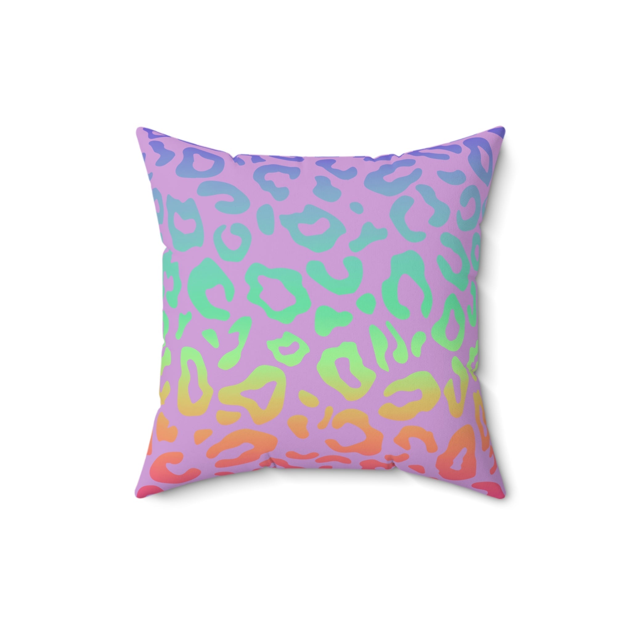 Bespattered Facade Vibrant Leopard Print Faux Suede Square Throw Pillow | 4 Sizes