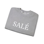 SALÉ (salty) embroidered French pun Text Crewneck Sweatshirt, Minimal French Word Graphic sweater for francophones by Printify