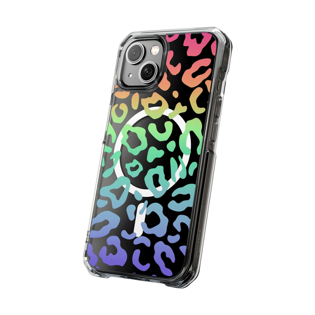 Bespattered Facade Bright Rainbow Leopard MagSafe Clear Impact Case