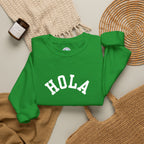 HOLA embroidered collegiate font Crewneck Sweatshirt - Gift for Spanish speakers