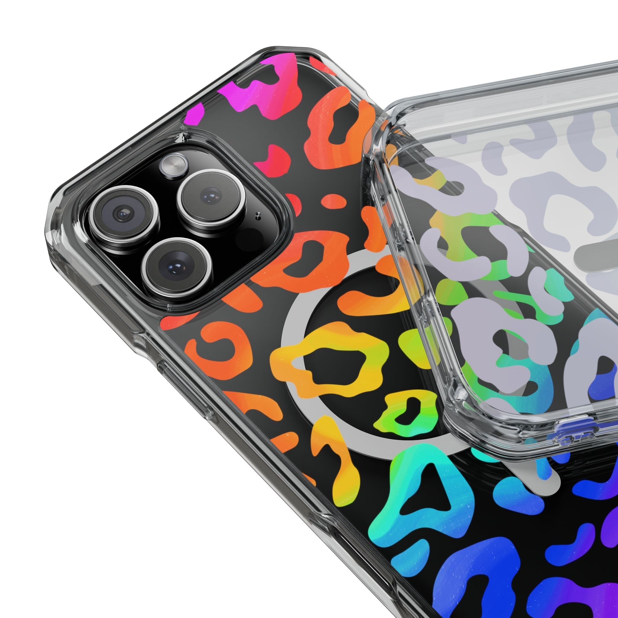 Bespattered Facade Watercolor Rainbow Leopard MagSafe Clear Impact Case