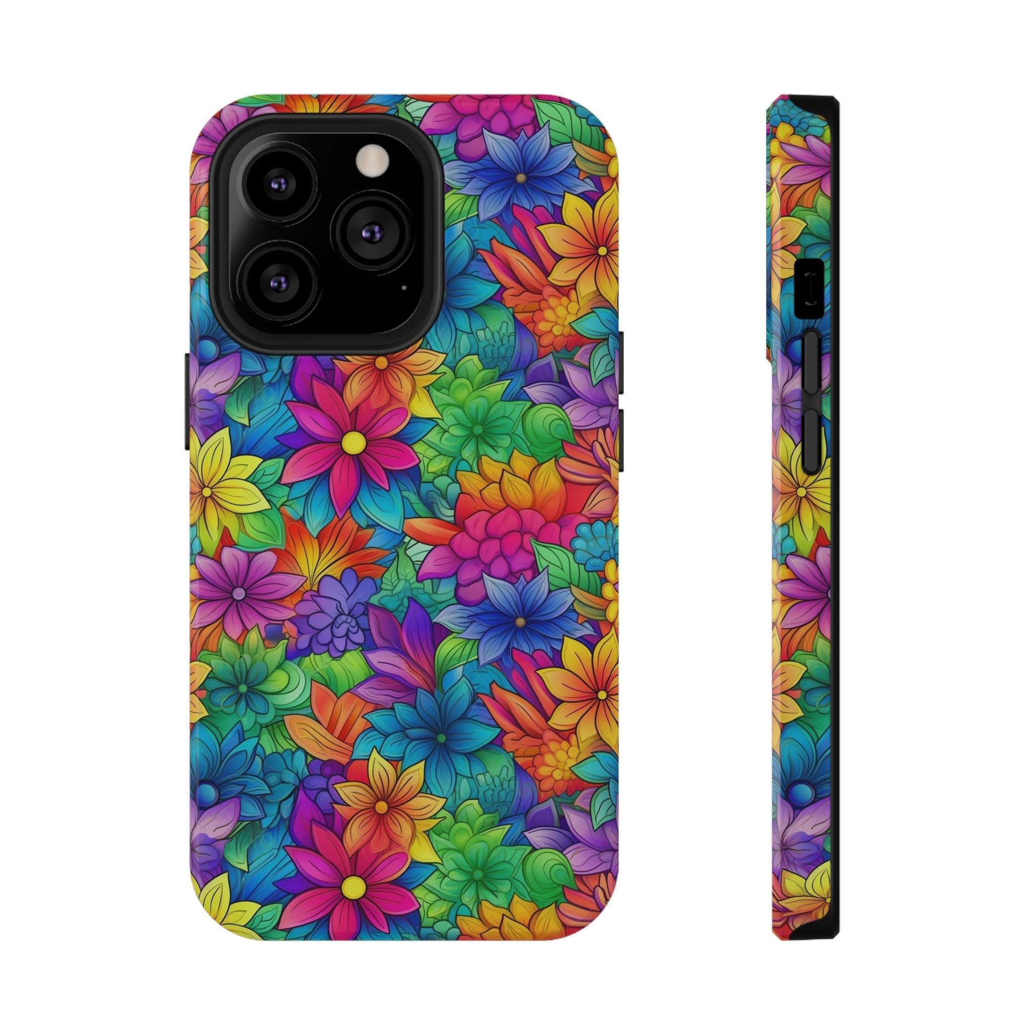 Bespattered Facade Bright Rainbow Flowers Impact-Resistant Case