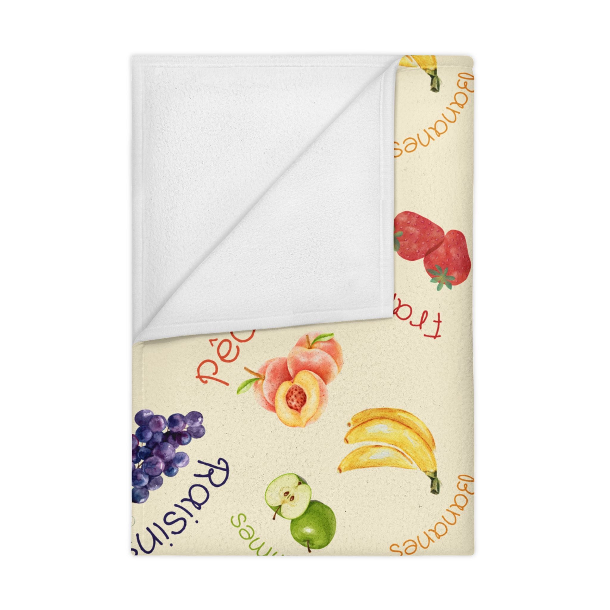 French Fruits Pattern Toddler Blanket, Banana, Kiwi, Grape, Strawberry