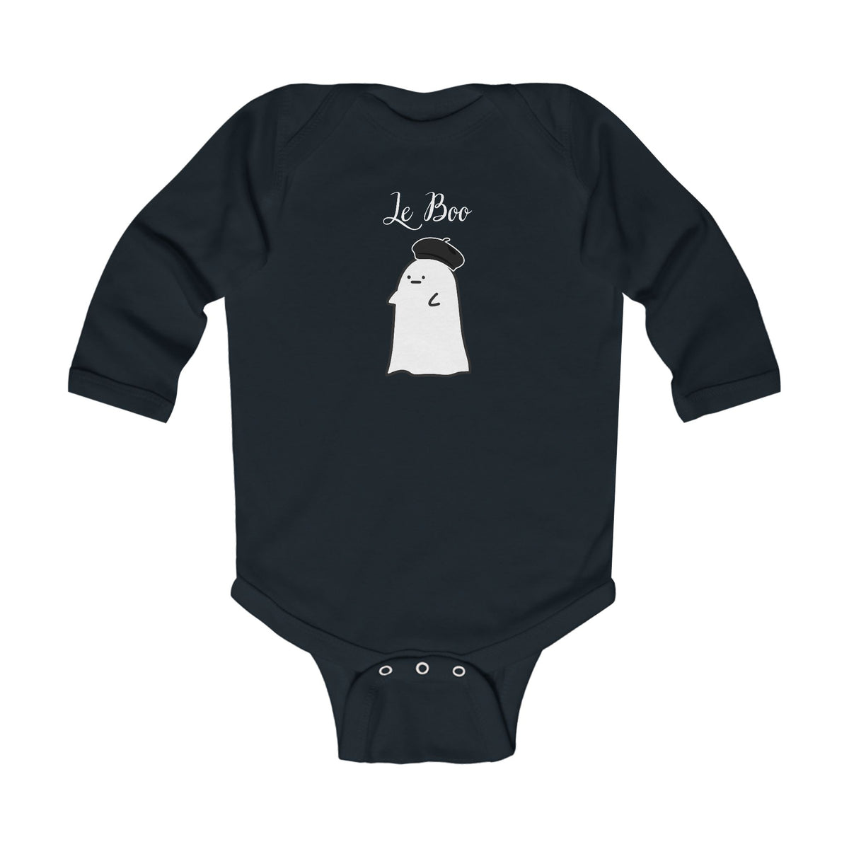 Le Boo cute French Ghost Baby Bodysuit, Cute Minimal Halloween Baby romper