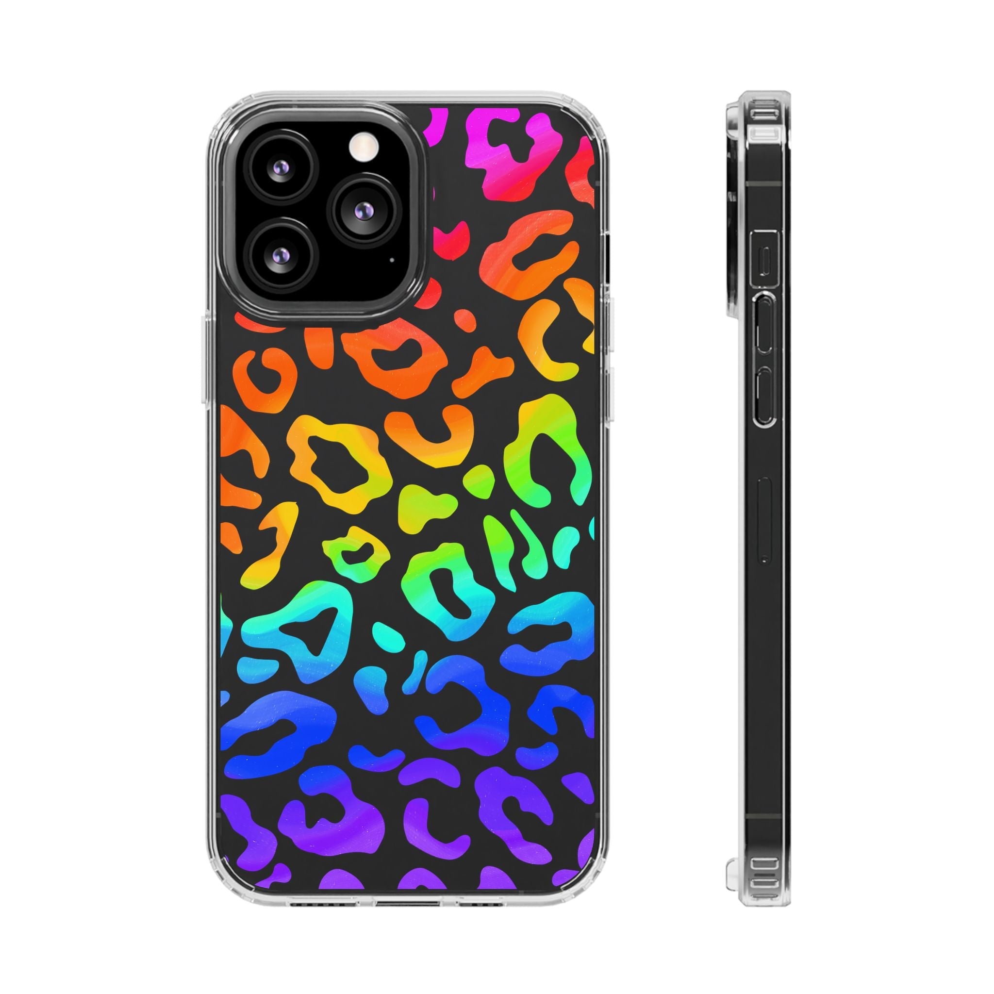 Bespattered Facade Watercolor Rainbow Leopard Clear Case