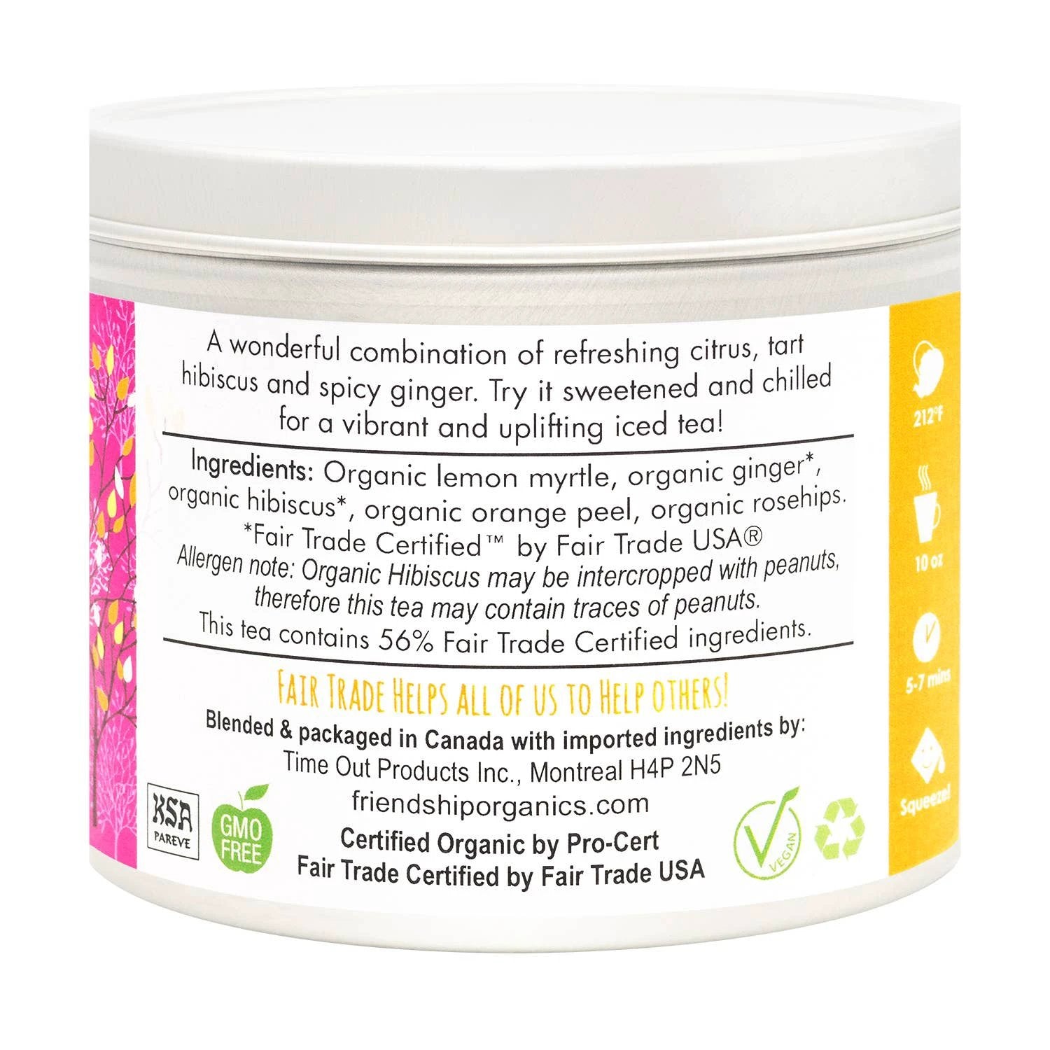 Lemon Ginger Rosé Herbal Tea by Ethical Trade Co