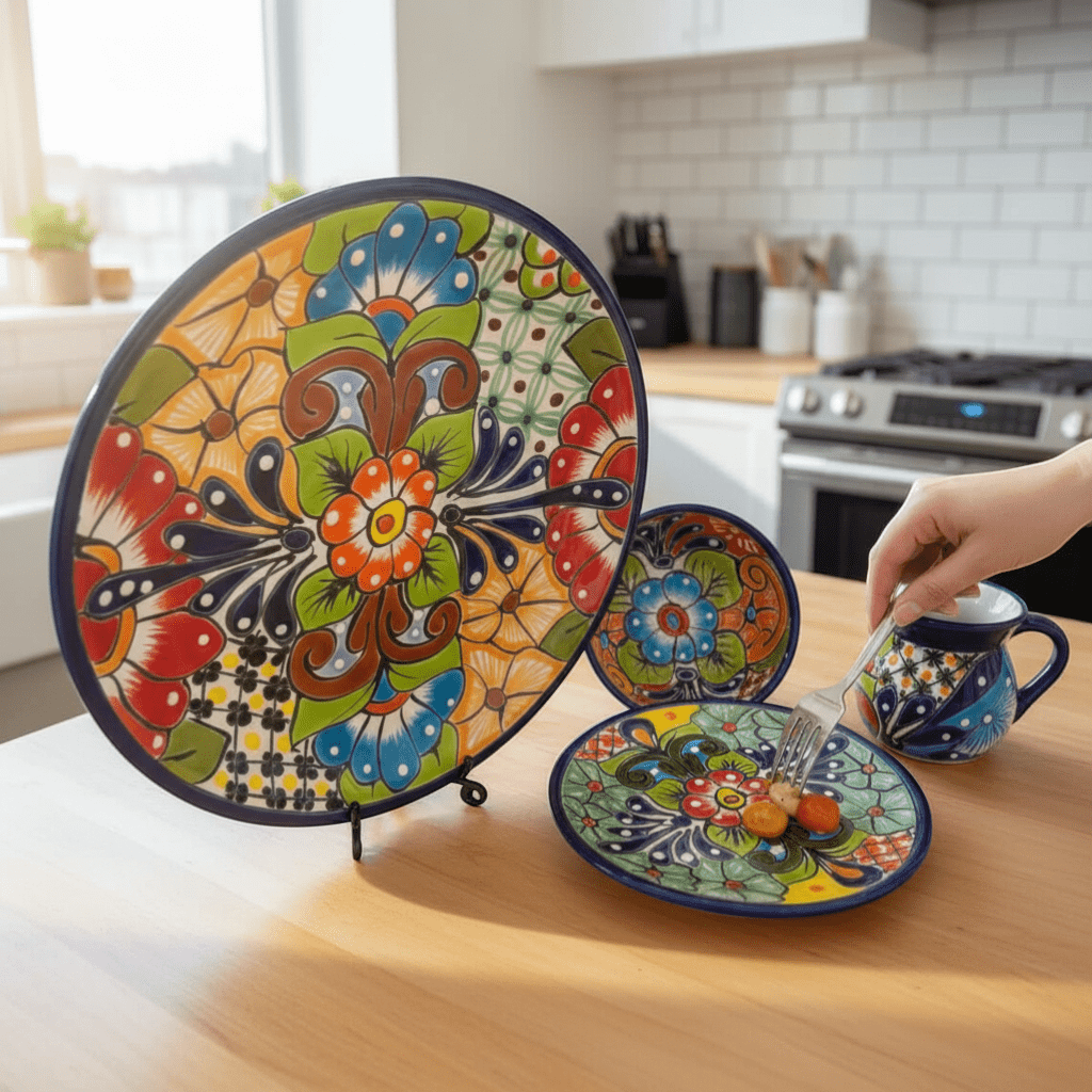 16 - Piece Mexican Talavera Dinnerware Set | Handmade Talavera Talavera Dinnerware Set La Vie Bien 16 - Piece Mexican Talavera Dinnerware Set | Handmade Talavera