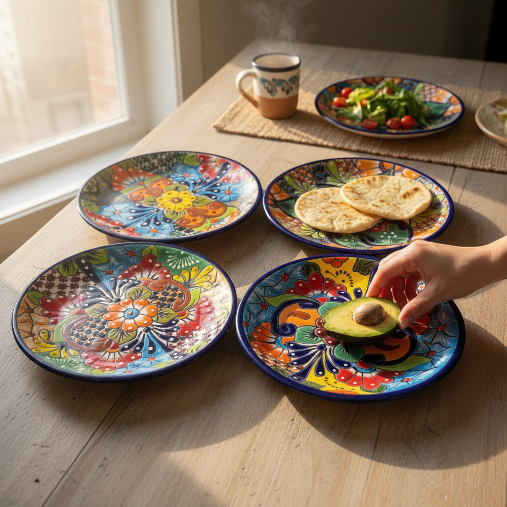 16 - Piece Mexican Talavera Dinnerware Set | Handmade Talavera Talavera Dinnerware Set La Vie Bien 16 - Piece Mexican Talavera Dinnerware Set | Handmade Talavera