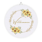 Willkommen Sunflower Welcome Sign for Front Door by Printify