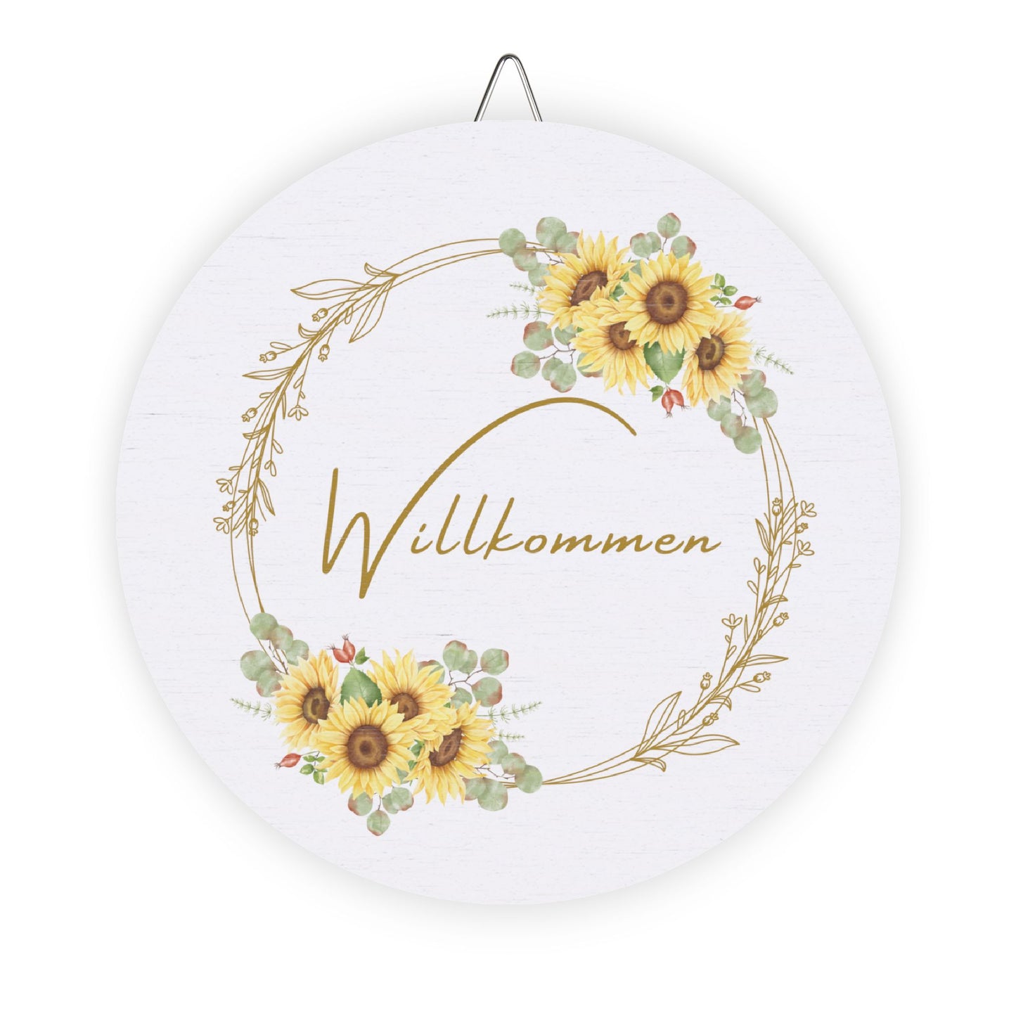 Willkommen Sunflower Welcome Sign for Front Door