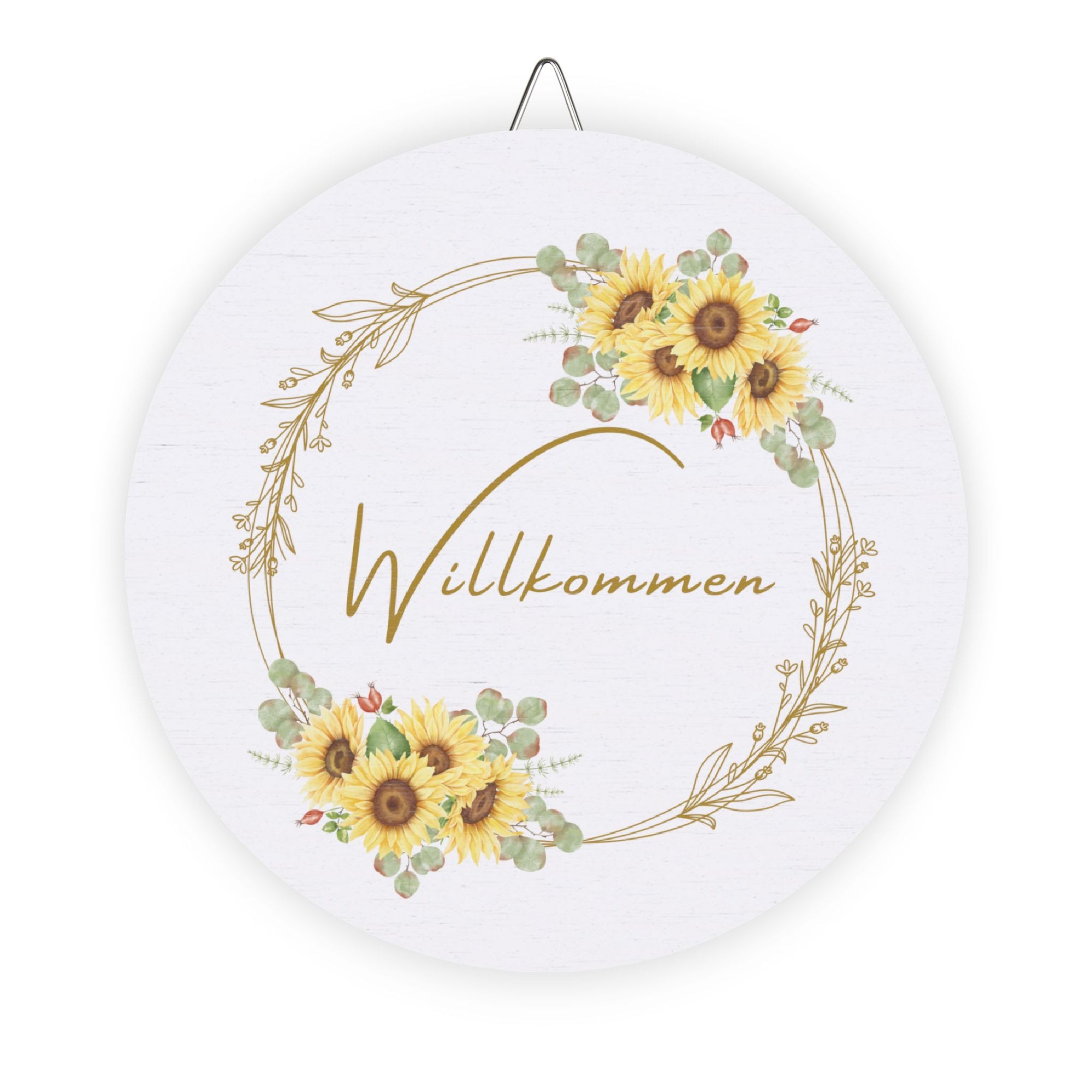 Willkommen Sunflower Welcome Sign for Front Door