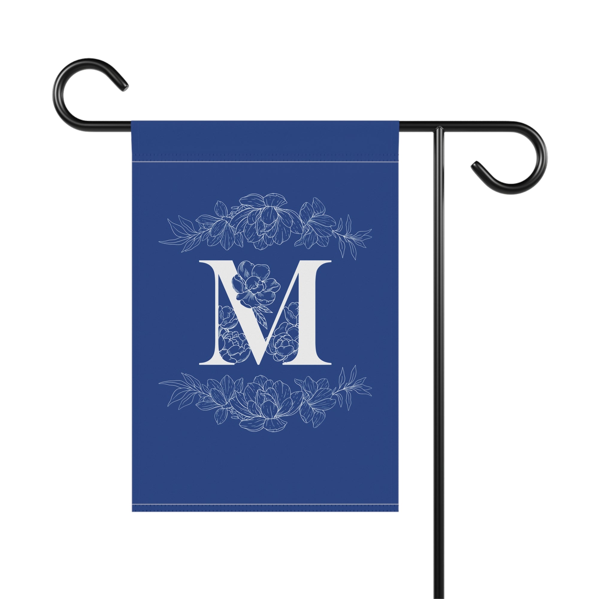 Elegant Personalized initial letter Garden Banner with Floral Design - La Vie Bien - custom garden - Custom letter banner