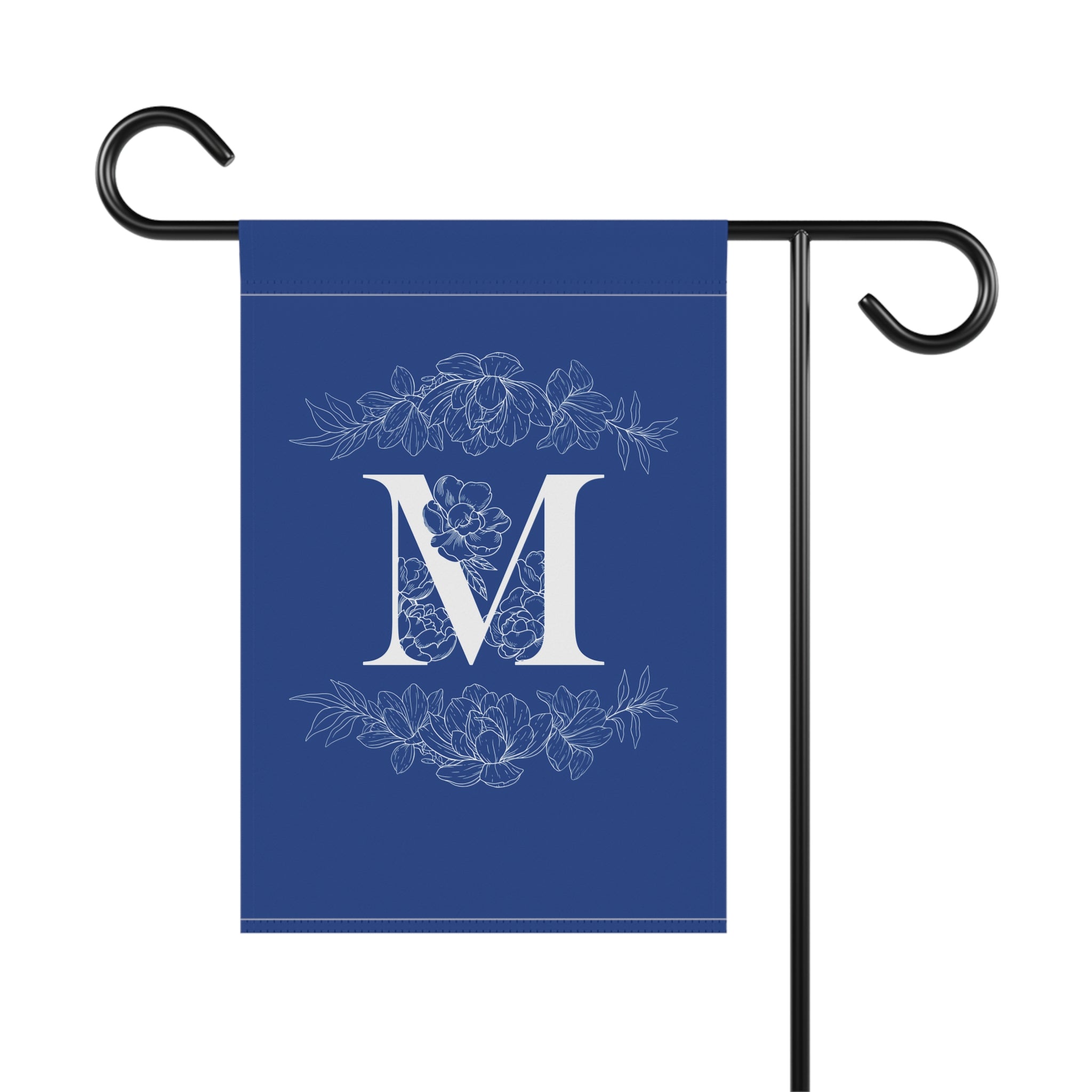 Elegant Personalized initial letter Garden Banner with Floral Design - La Vie Bien - custom garden - Custom letter banner