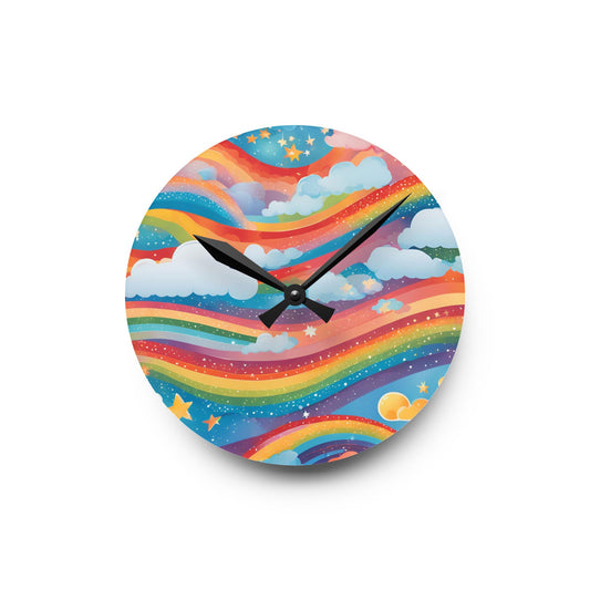Whimsical Rainbow Wall Clock