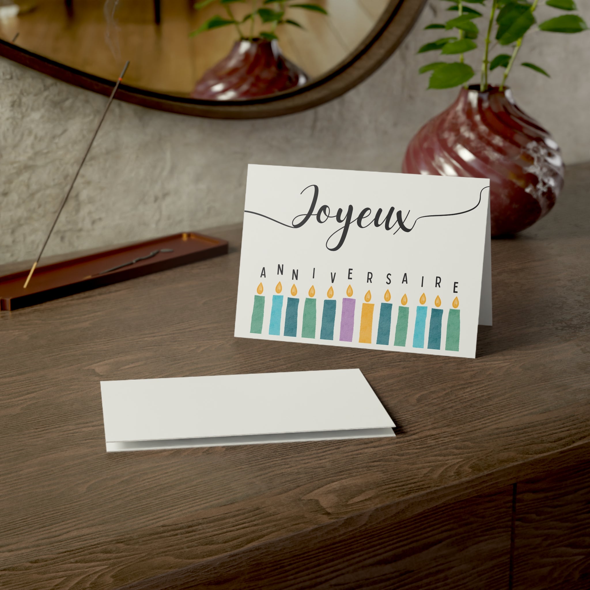 Joyeux Anniversaire French Birthday Card, Colorful Candles