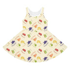 French Fruits Pattern children's Sundress, peaches kiwi bananas grapes girls sleeveless dress by Printify
