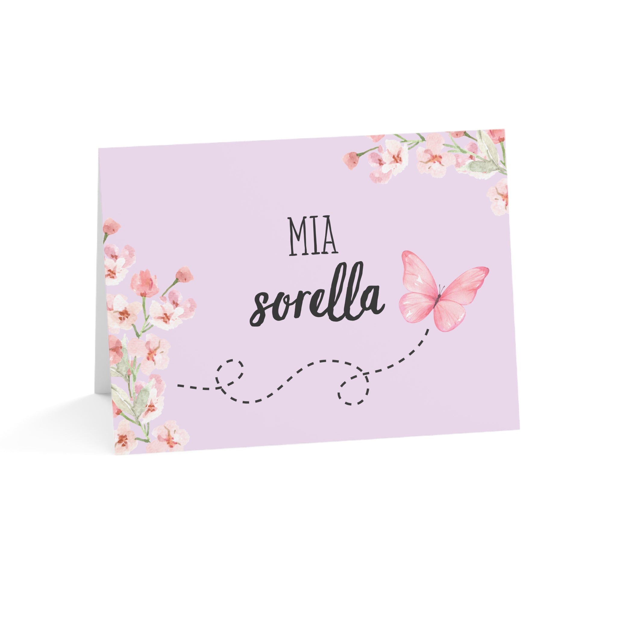 Italian sister Mia Sorella Floral Butterfly Greeting Card