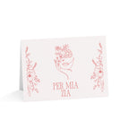 Per Mia Zia Italian Aunt pink Greeting Card, Floral Line Art Card with envelope included, blank inside