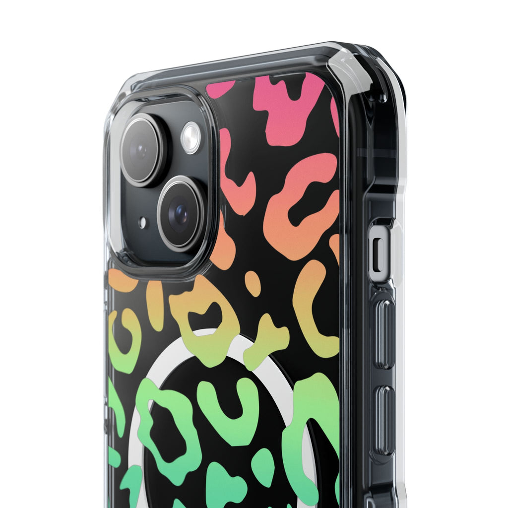 Bespattered Facade Bright Rainbow Leopard MagSafe Clear Impact Case
