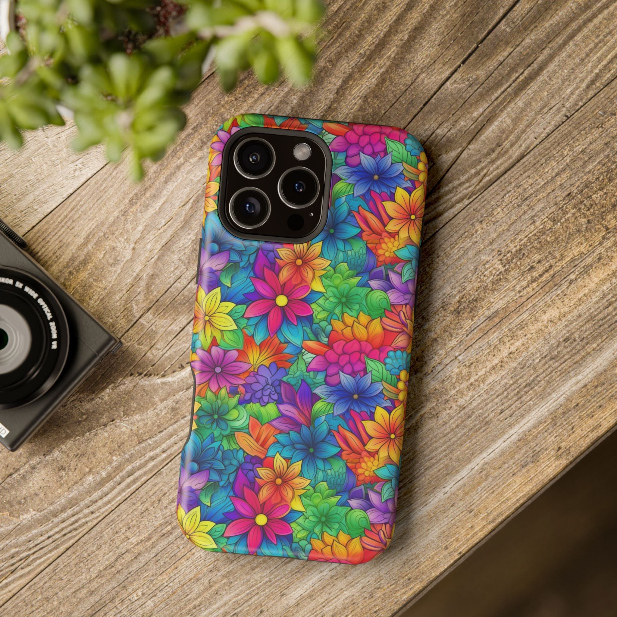 Bespattered Facade Bright Rainbow Flowers Impact-Resistant Case