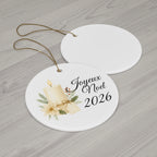 Joyeux Noël 2026 Candle and Floral Ceramic Ornament