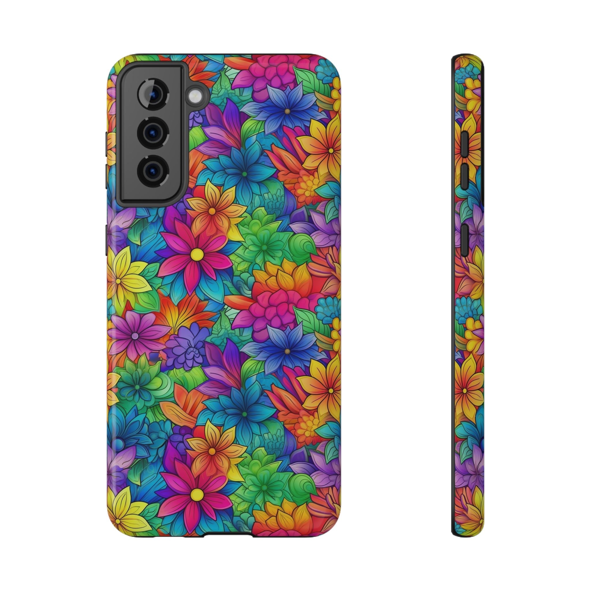 Bespattered Facade Bright Rainbow Flowers Impact-Resistant Case