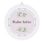 Ruhe bitte German hanging wooden wall sign by Printify