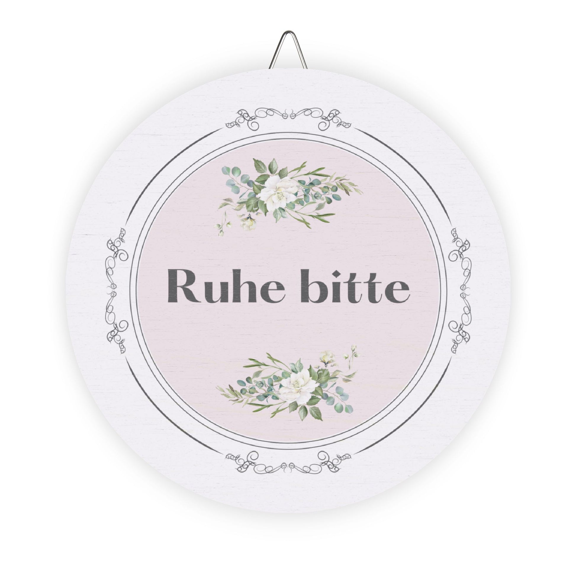 Ruhe bitte German hanging wooden wall sign