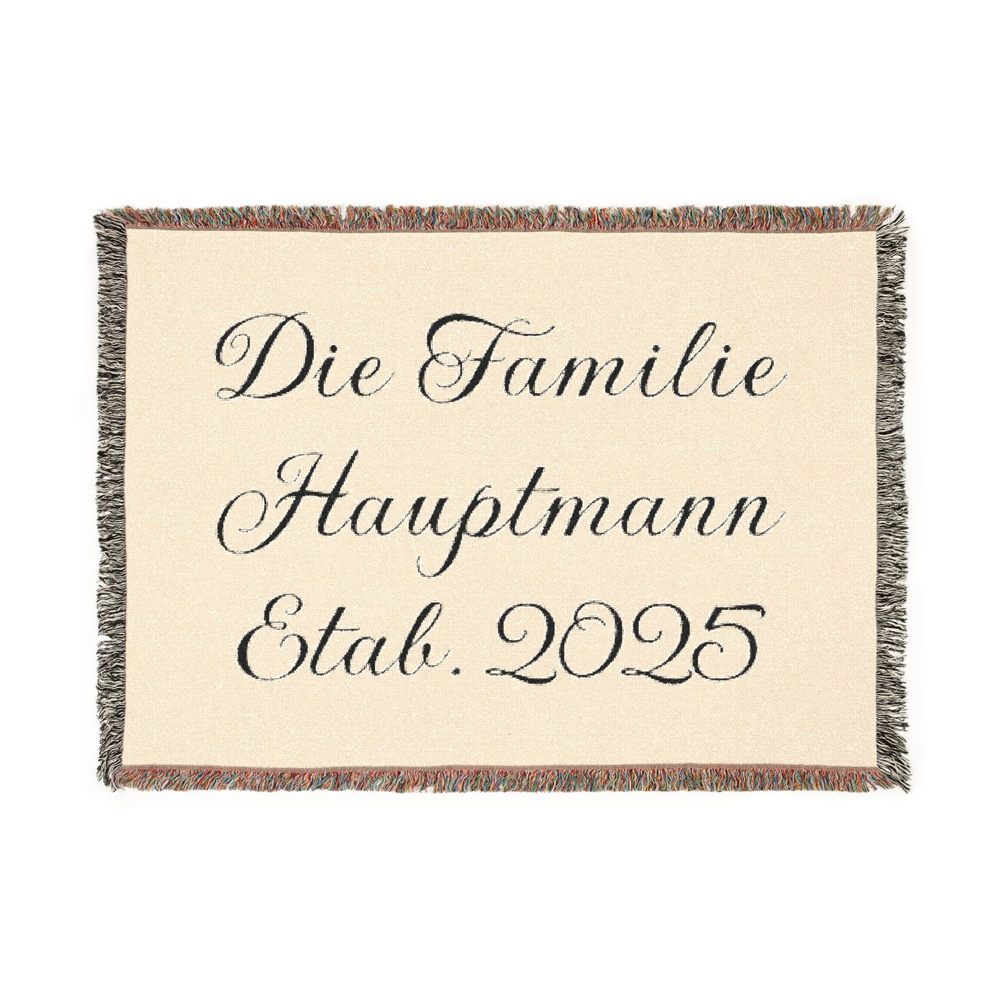 Personalisierte gewebte Familiendecke mit Namen und Jahr