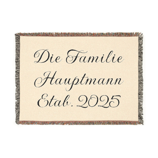 Personalisierte gewebte Familiendecke mit Namen und Jahr