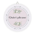 Quiet, please hanging wooden wall sign by Printify