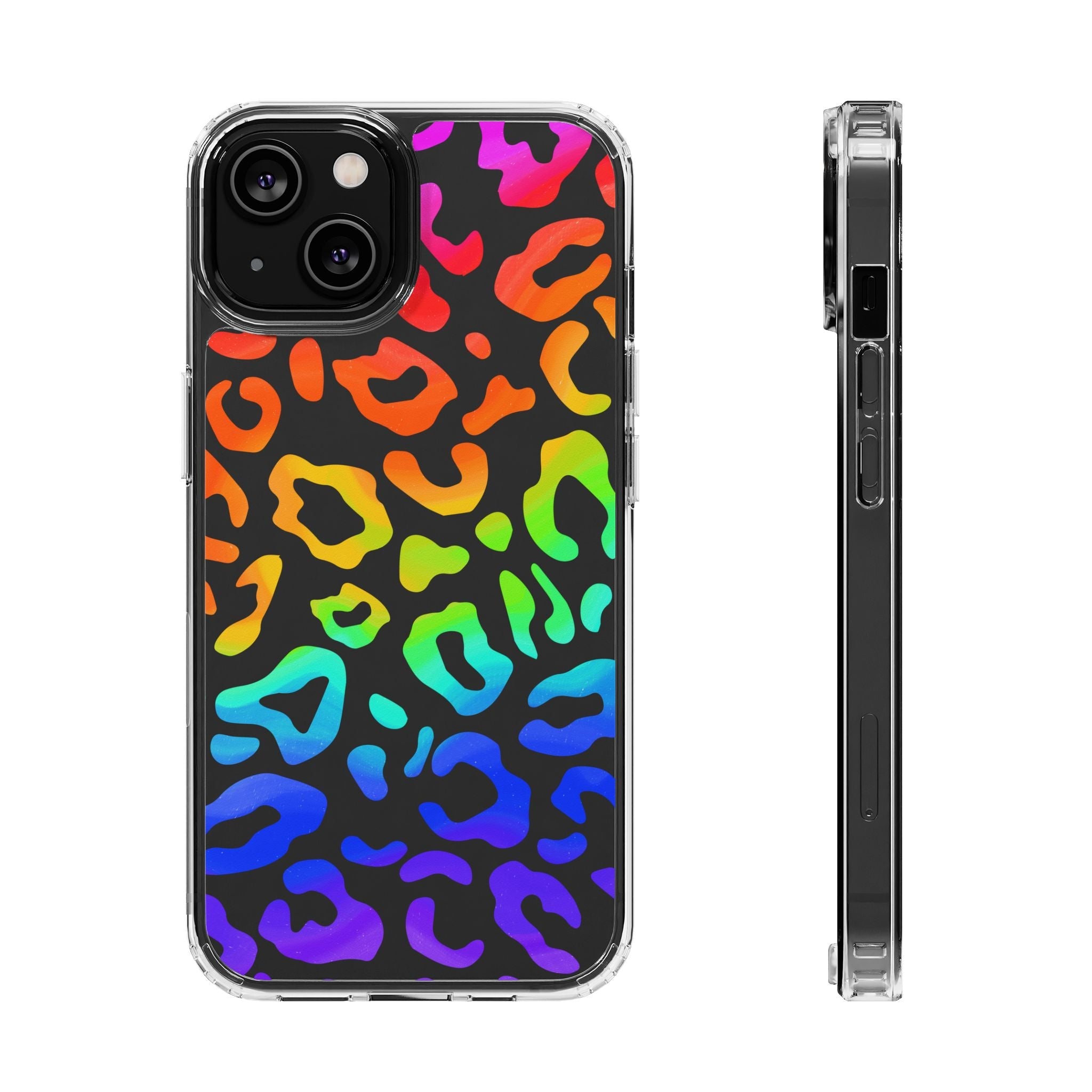 Bespattered Facade Watercolor Rainbow Leopard Clear Case