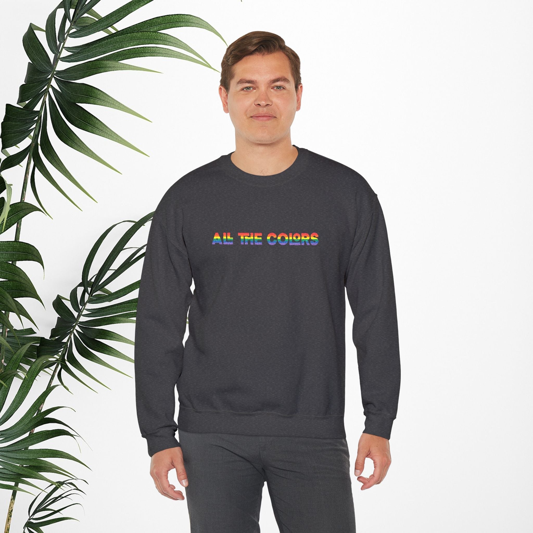 Bespattered Facade "All the Colors" Rainbow Embroidered Crewneck Sweatshirt