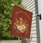 Italian Autumn Pumpkin Bouquet Garden Flag - "Benvenuti a casa nostra" Fall Welcome Banner