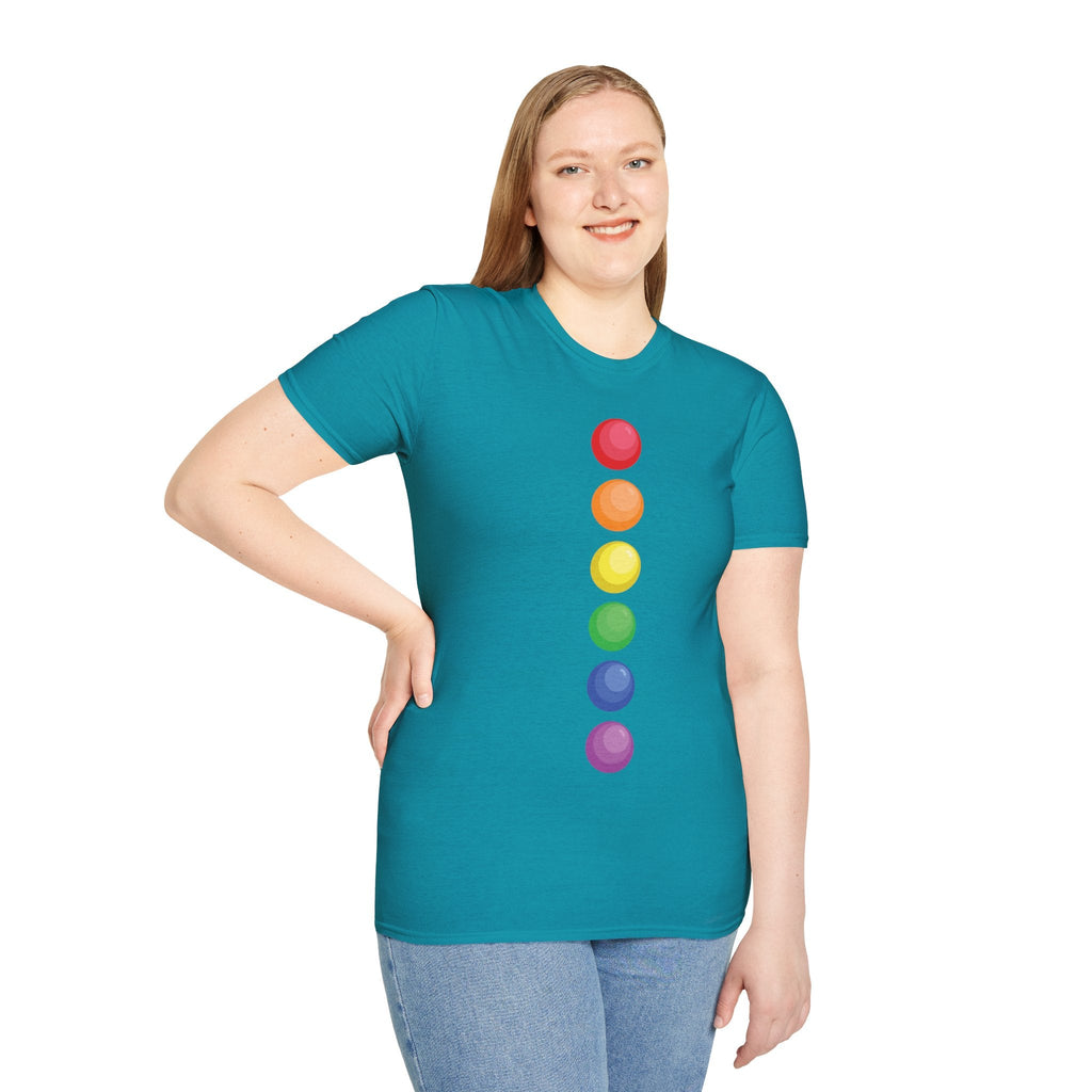 Bespattered Facade Rainbow Dots Unisex Softstyle T-Shirt