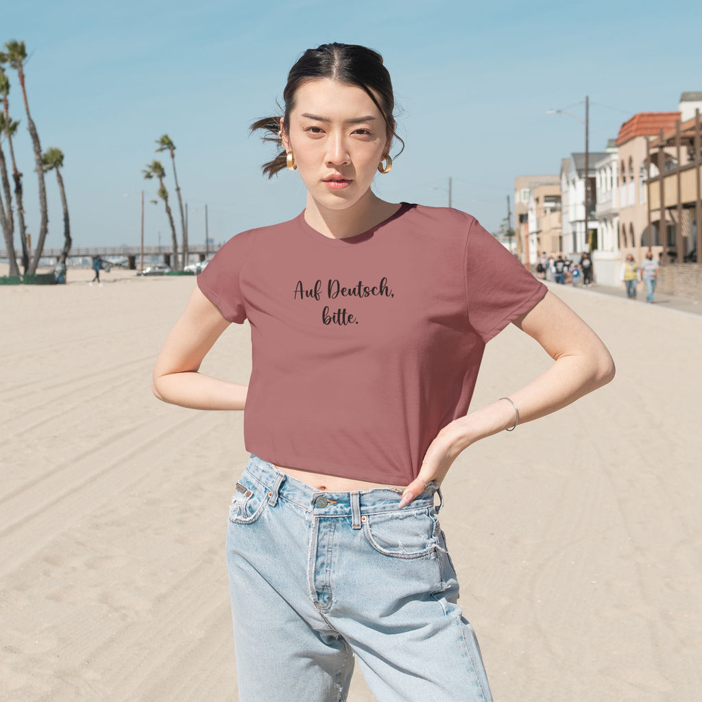 Auf Deutsch, bitte women's flowy cropped Tee