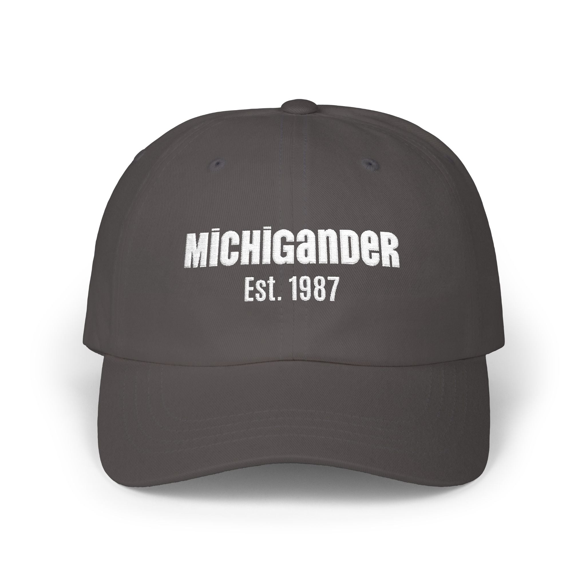 Customizable Michigander Est. 1987 Dad Cap, embroidered