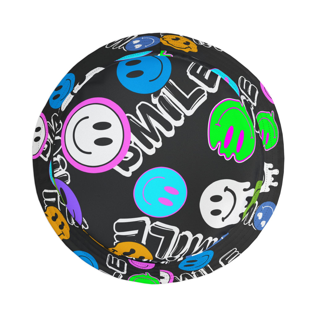 "Smile" colorful smiley face graffiti Bucket Hat