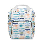 Fishy Sardines Diaper Backpack, Multifunctional Baby Bag with Insulated Bottle Pockets