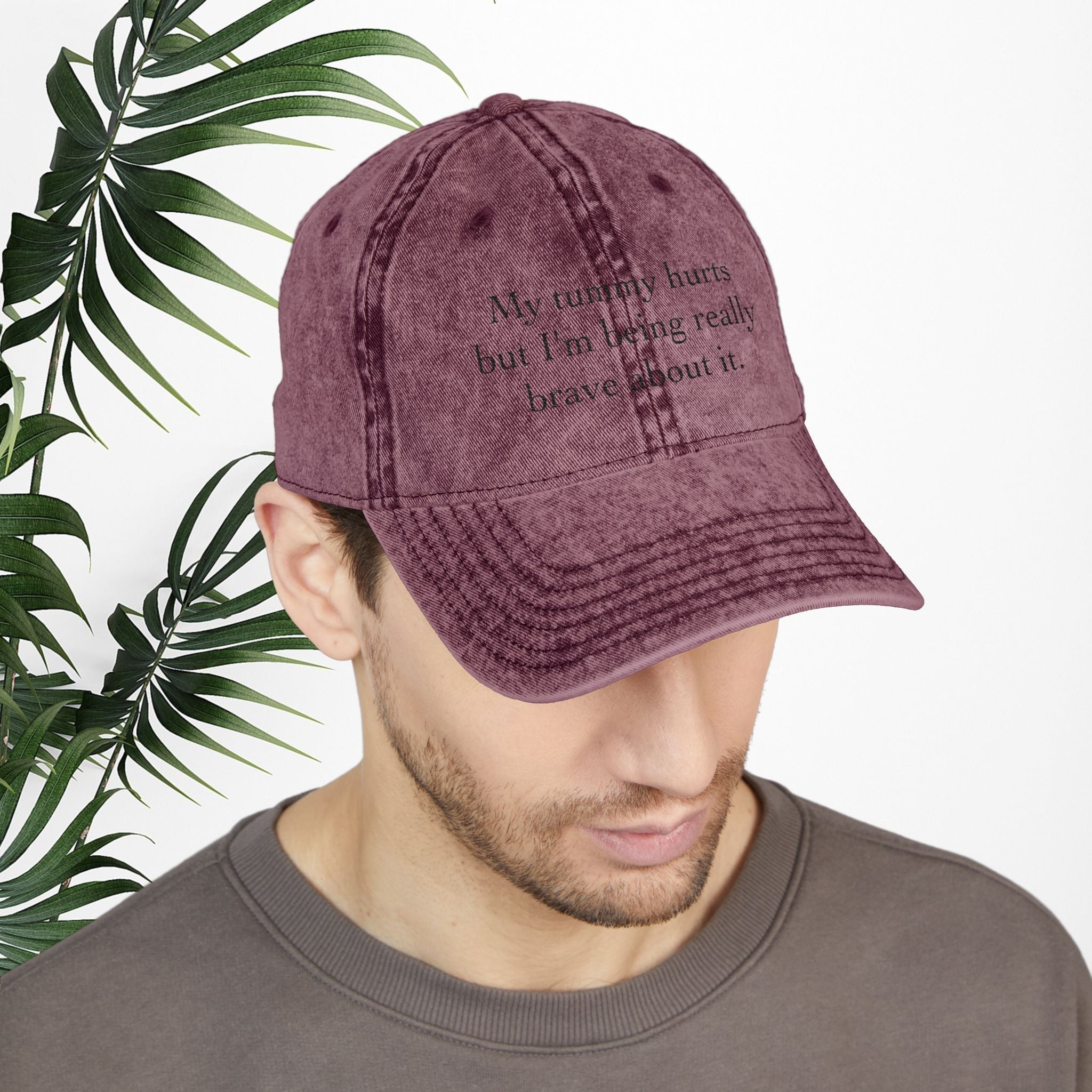 Bespattered Facade "My Tummy Hurts" Black Embroidered Vintage Cap