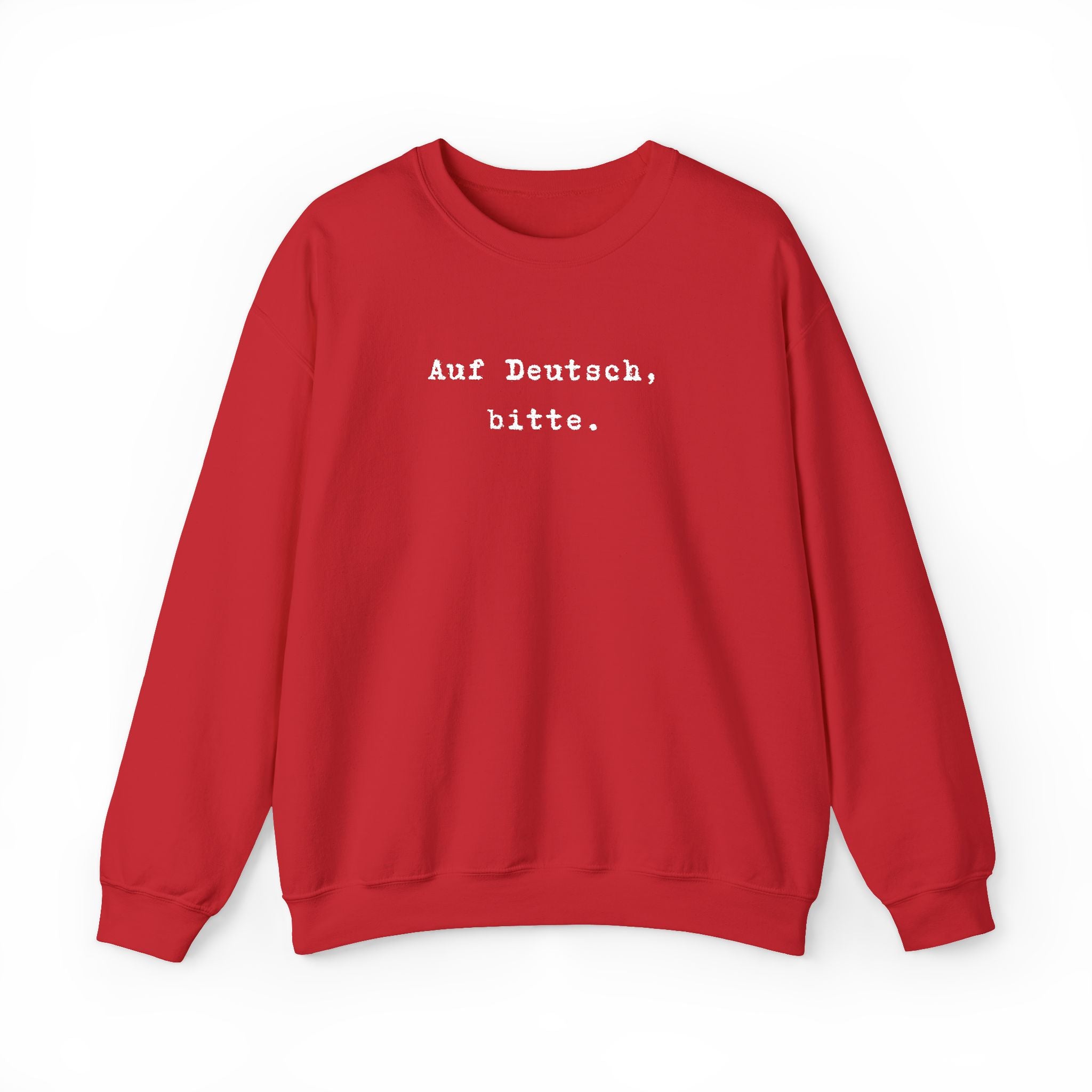 Auf Deutsch bitte Crewneck Sweatshirt | German Text, Minimalist Typography