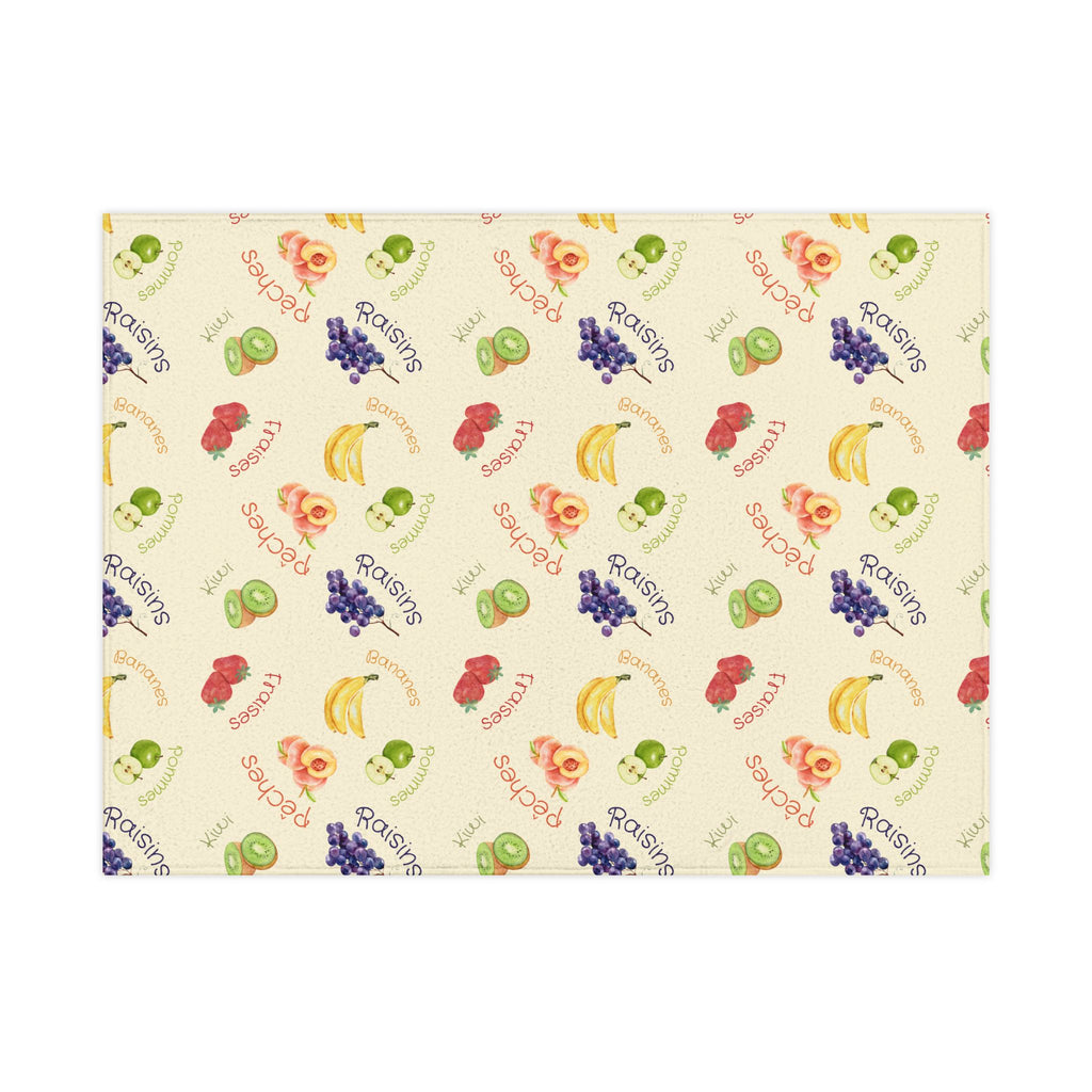 French Fruits Pattern Toddler Blanket, Banana, Kiwi, Grape, Strawberry